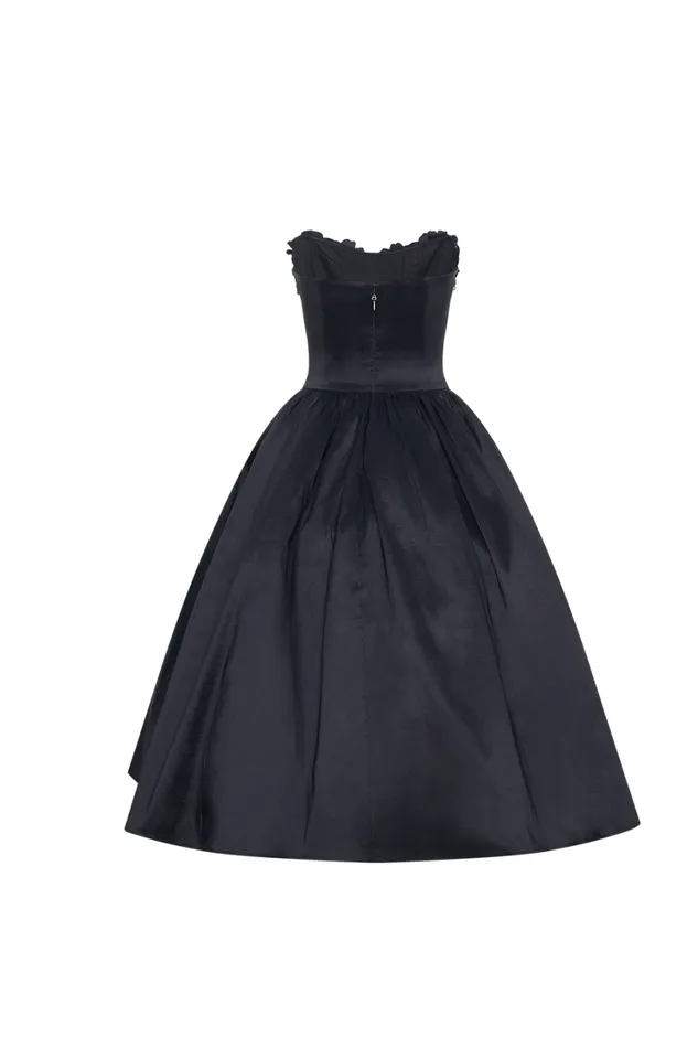 Women Meshki Dresses Elyssa Embroidered Midi Dress 8211 Black