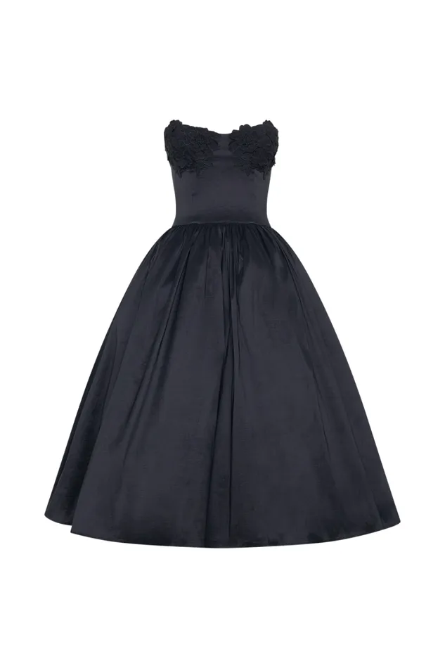 Women Meshki Dresses Elyssa Embroidered Midi Dress 8211 Black
