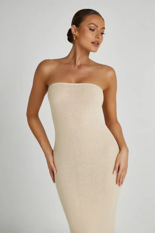 Women Meshki Dresses Emmy Strapless Knit Maxi Dress 8211 Wheat