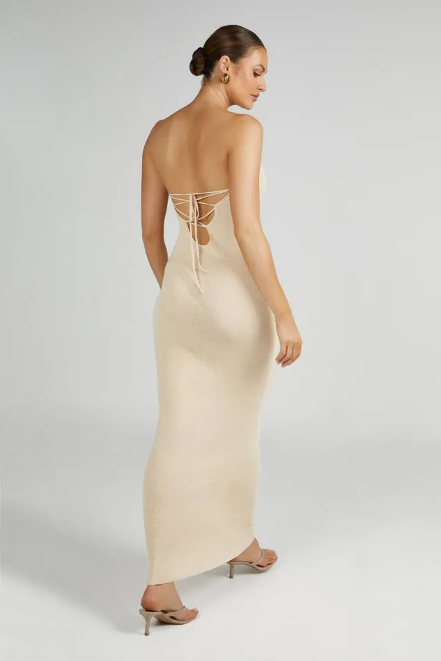 Women Meshki Dresses Emmy Strapless Knit Maxi Dress 8211 Wheat