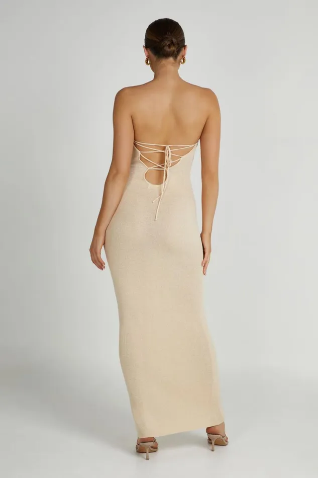 Women Meshki Dresses Emmy Strapless Knit Maxi Dress 8211 Wheat