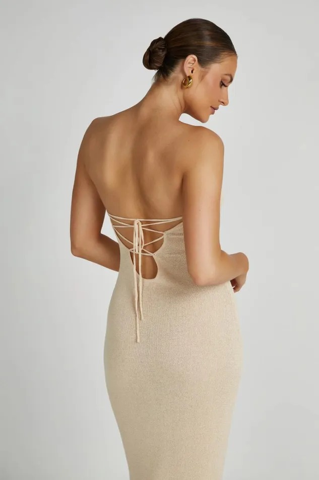 Women Meshki Dresses Emmy Strapless Knit Maxi Dress 8211 Wheat