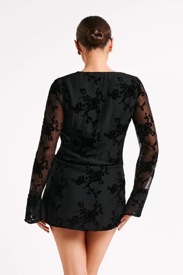 Women Meshki Dresses Emory Burnout Velvet Dress 8211 Black