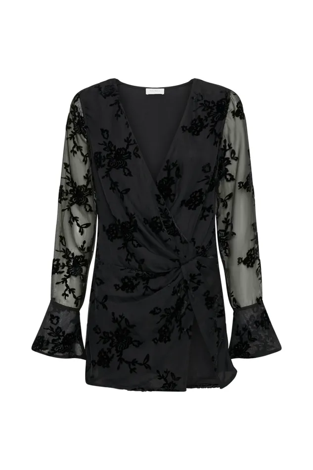 Women Meshki Dresses Emory Burnout Velvet Dress 8211 Black