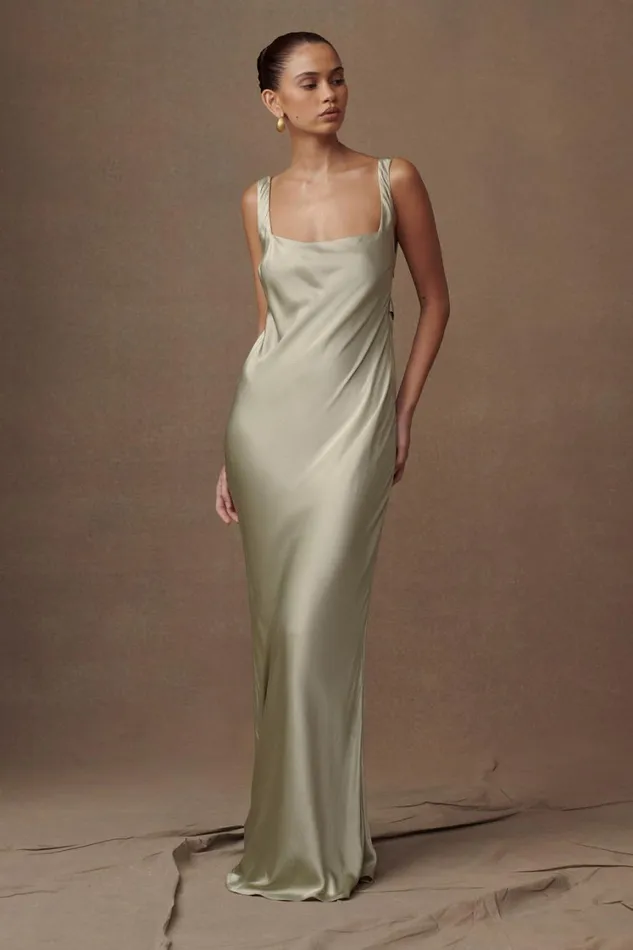 Women Meshki Dresses Ensley Satin Maxi Dress 8211 Sage
