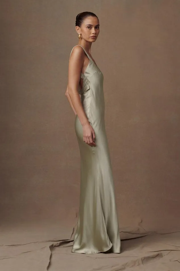 Women Meshki Dresses Ensley Satin Maxi Dress 8211 Sage