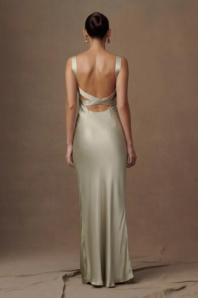 Women Meshki Dresses Ensley Satin Maxi Dress 8211 Sage