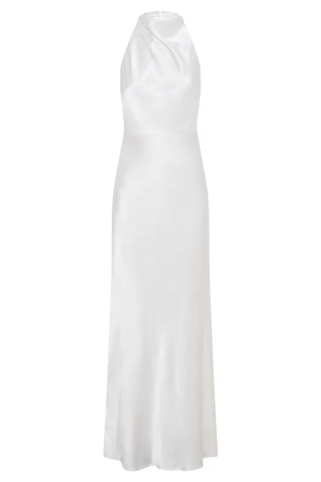 Women Meshki Dresses Esther Iridescent Satin Cowl Maxi Dress 8211 Ivory