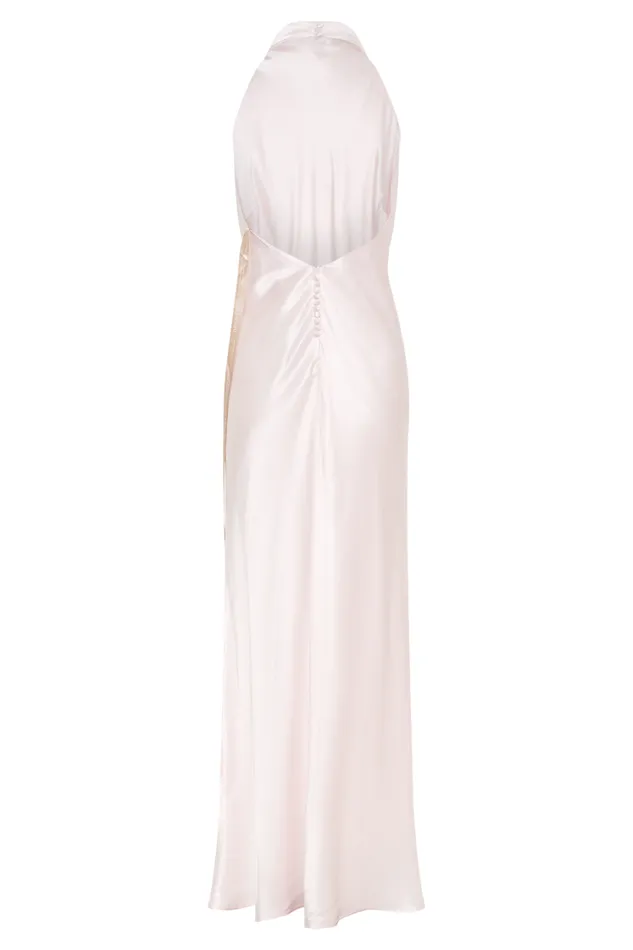 Women Meshki Dresses Esther Iridescent Satin Cowl Maxi Dress 8211 Pale Pink