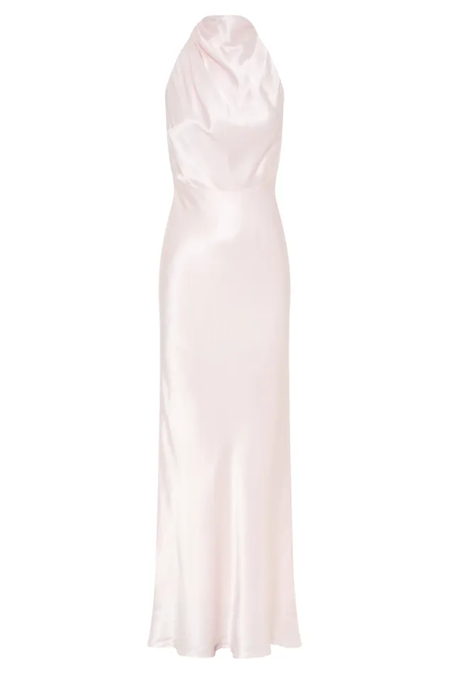 Women Meshki Dresses Esther Iridescent Satin Cowl Maxi Dress 8211 Pale Pink