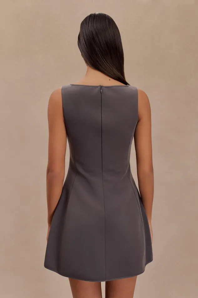 Women Meshki Dresses Evanna Sleeveless Suiting Mini Dress 8211 Charcoal Grey