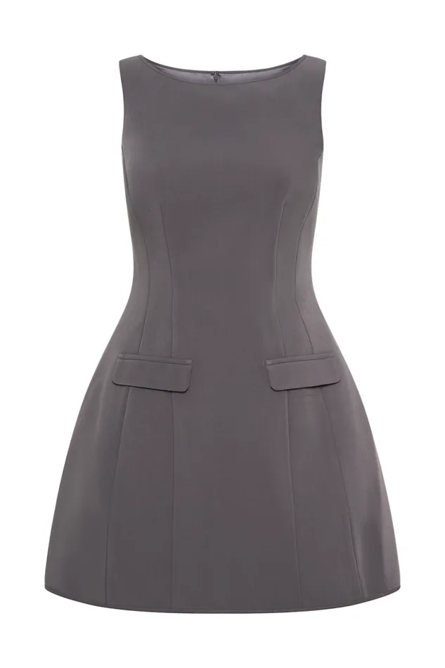 Women Meshki Dresses Evanna Sleeveless Suiting Mini Dress 8211 Charcoal Grey