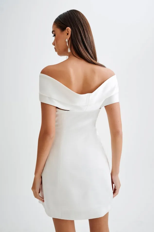 Women Meshki Dresses Evita Satin Off Shoulder Mini Dress 8211 White