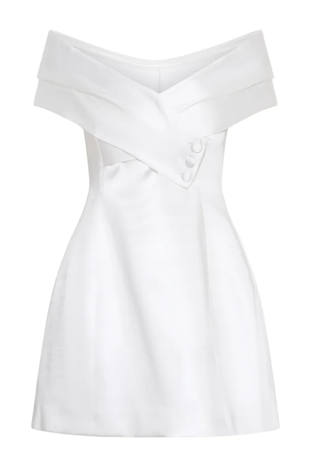 Women Meshki Dresses Evita Satin Off Shoulder Mini Dress 8211 White