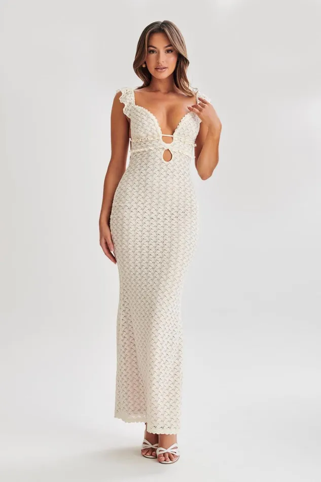 Women Meshki Dresses Ezra Lace Maxi Dress 8211 Ivory