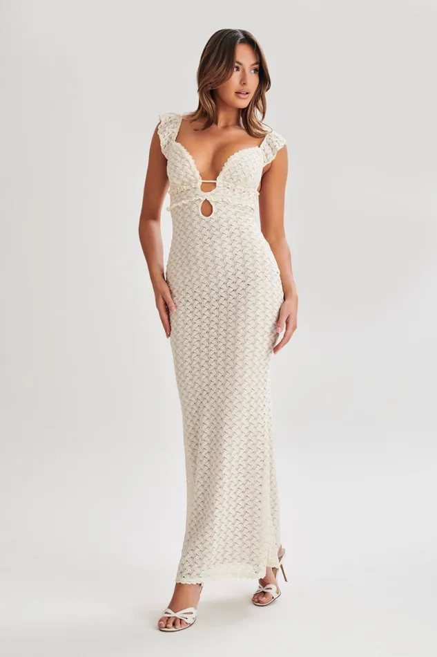 Women Meshki Dresses Ezra Lace Maxi Dress 8211 Ivory
