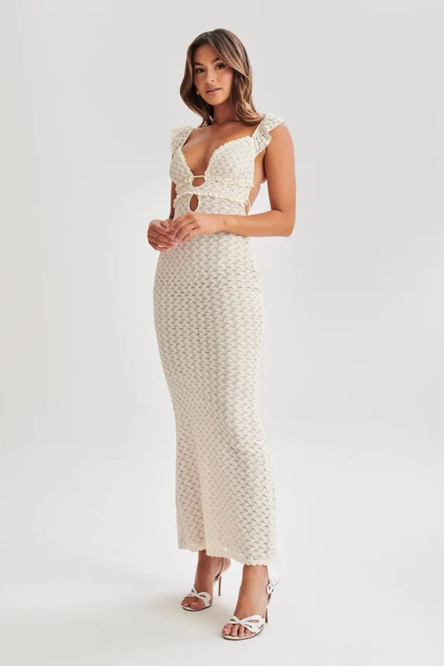 Women Meshki Dresses Ezra Lace Maxi Dress 8211 Ivory