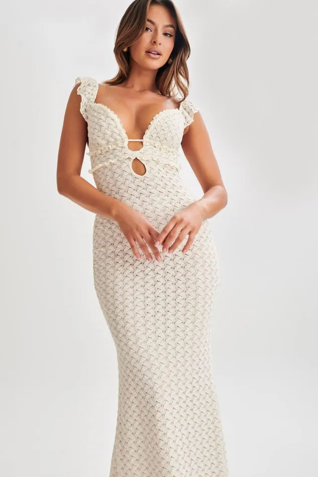 Women Meshki Dresses Ezra Lace Maxi Dress 8211 Ivory