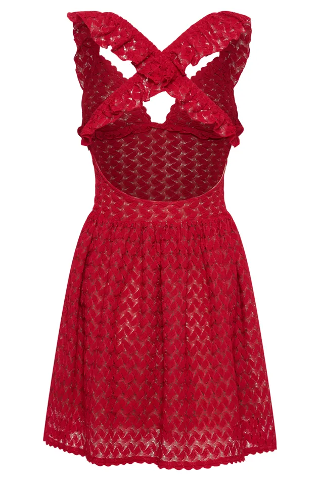 Women Meshki Dresses Ezra Lace Mini Dress 8211 Deep Red