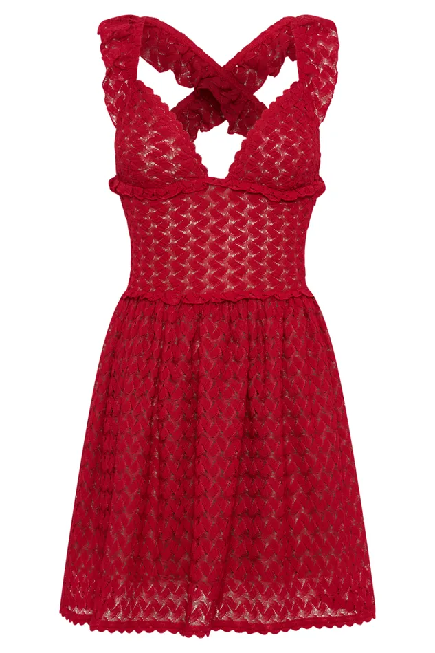Women Meshki Dresses Ezra Lace Mini Dress 8211 Deep Red