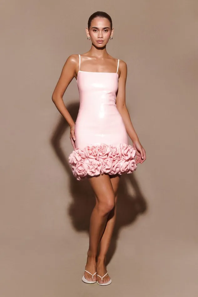 Women Meshki Dresses Faye Sequin Flower Mini Dress 8211 Pale Pink