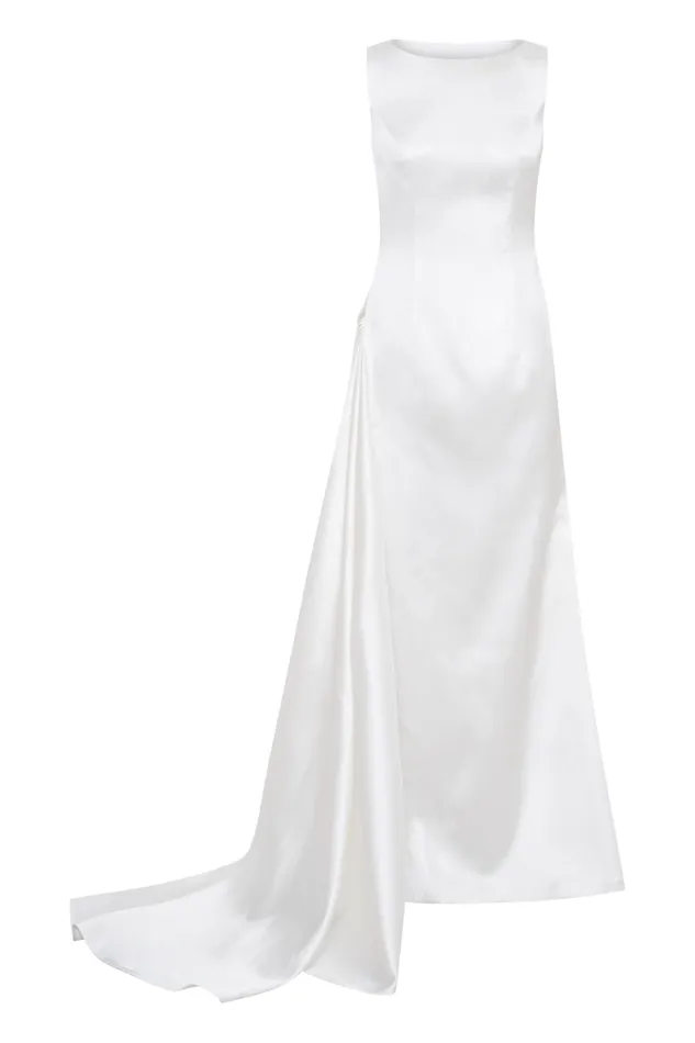 Women Meshki Dresses Fontanne Satin Wedding Gown 8211 White