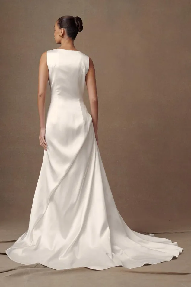Women Meshki Dresses Fontanne Satin Wedding Gown 8211 White