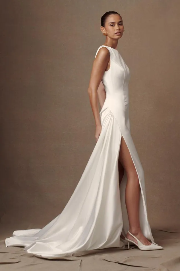 Women Meshki Dresses Fontanne Satin Wedding Gown 8211 White