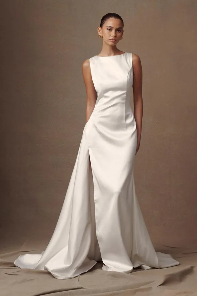 Women Meshki Dresses Fontanne Satin Wedding Gown 8211 White