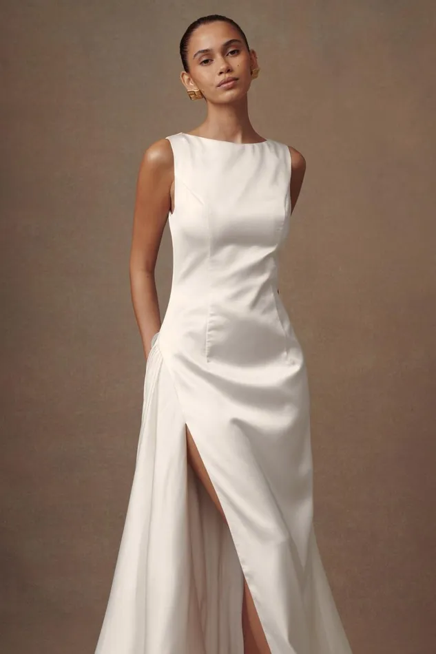 Women Meshki Dresses Fontanne Satin Wedding Gown 8211 White