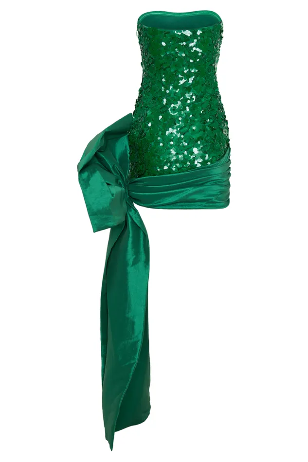 Women Meshki Dresses Franka Strapless Bow Mini Dress 8211 Emerald