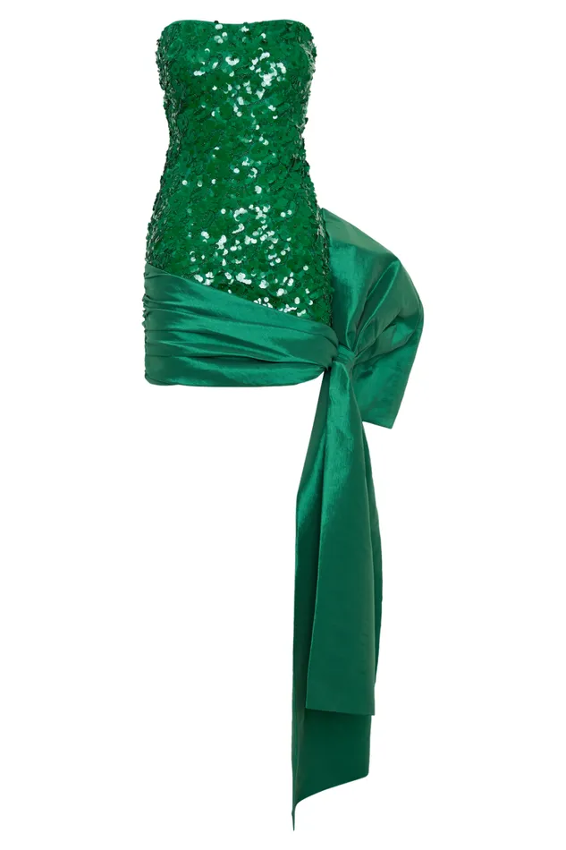 Women Meshki Dresses Franka Strapless Bow Mini Dress 8211 Emerald