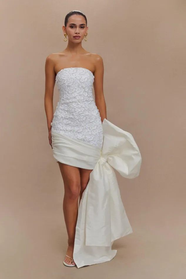 Women Meshki Dresses Franka Strapless Bow Mini Dress 8211 White