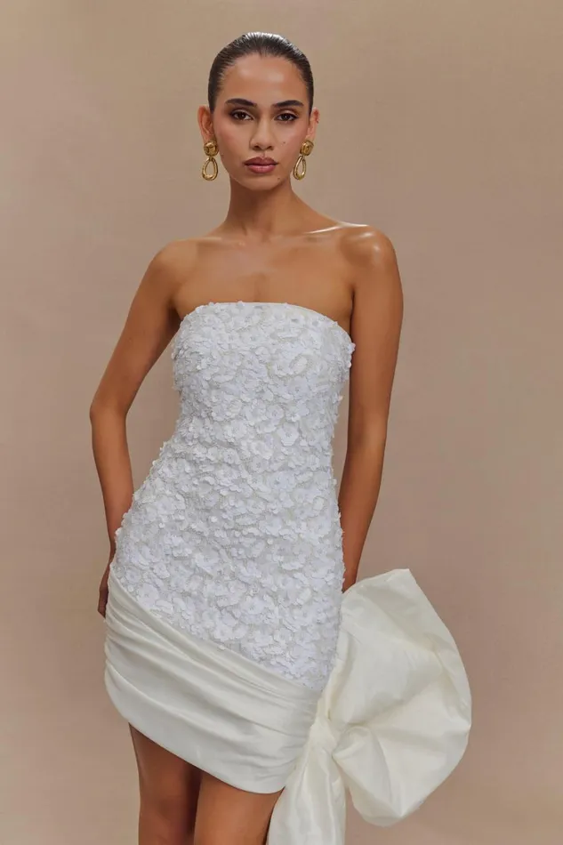 Women Meshki Dresses Franka Strapless Bow Mini Dress 8211 White
