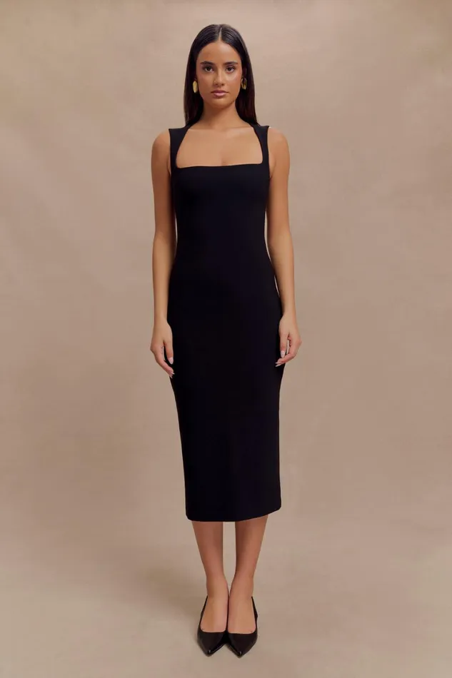 Women Meshki Dresses Frida Crepe Midi Dress 8211 Black