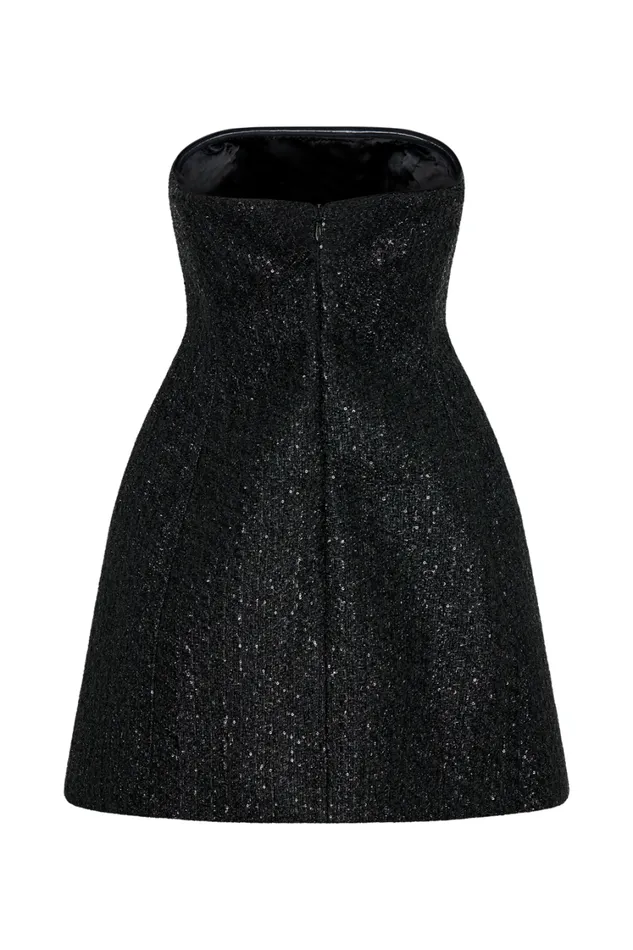 Women Meshki Dresses Gala Strapless Tweed Mini Dress 8211 Black