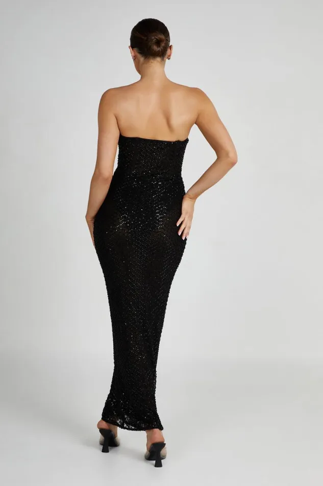 Women Meshki Dresses Gemma Strapless Sequin Maxi Dress 8211 Black