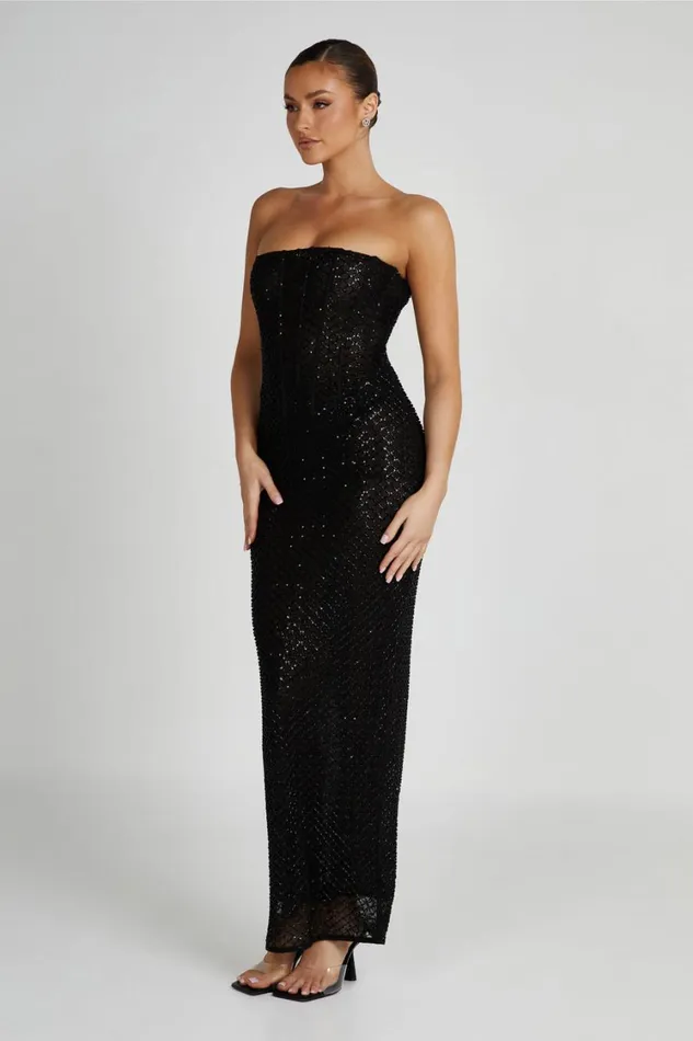 Women Meshki Dresses Gemma Strapless Sequin Maxi Dress 8211 Black