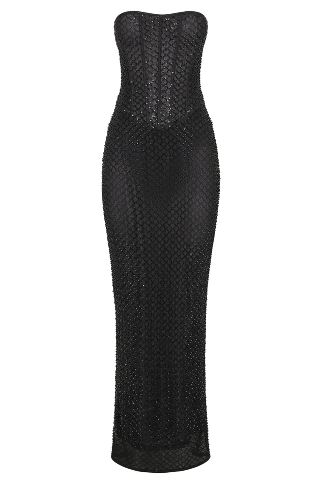 Women Meshki Dresses Gemma Strapless Sequin Maxi Dress 8211 Black