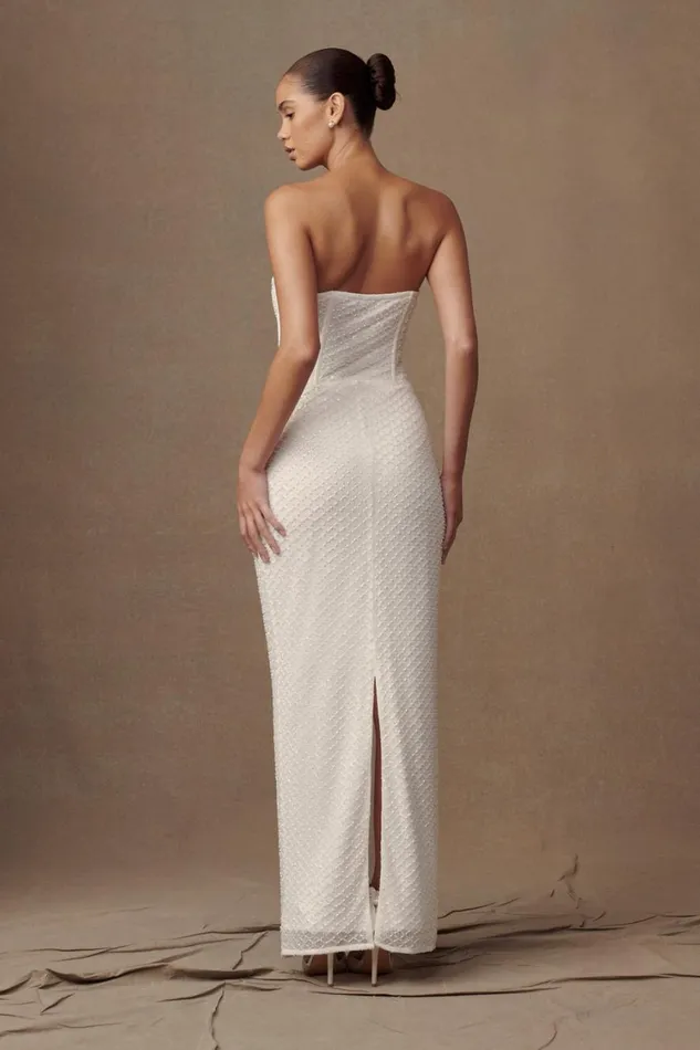 Women Meshki Dresses Gemma Strapless Sequin Maxi Dress 8211 White