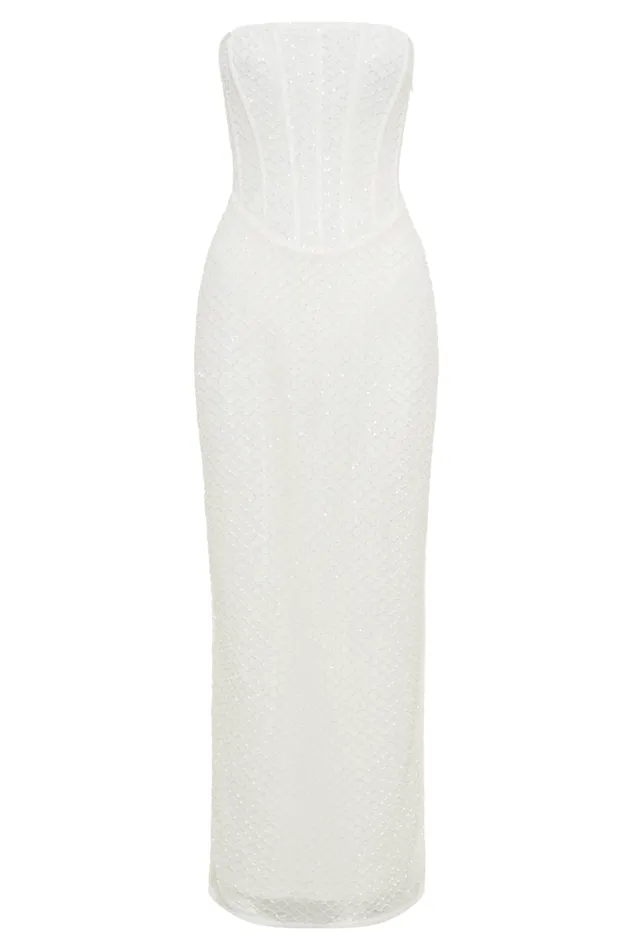 Women Meshki Dresses Gemma Strapless Sequin Maxi Dress 8211 White