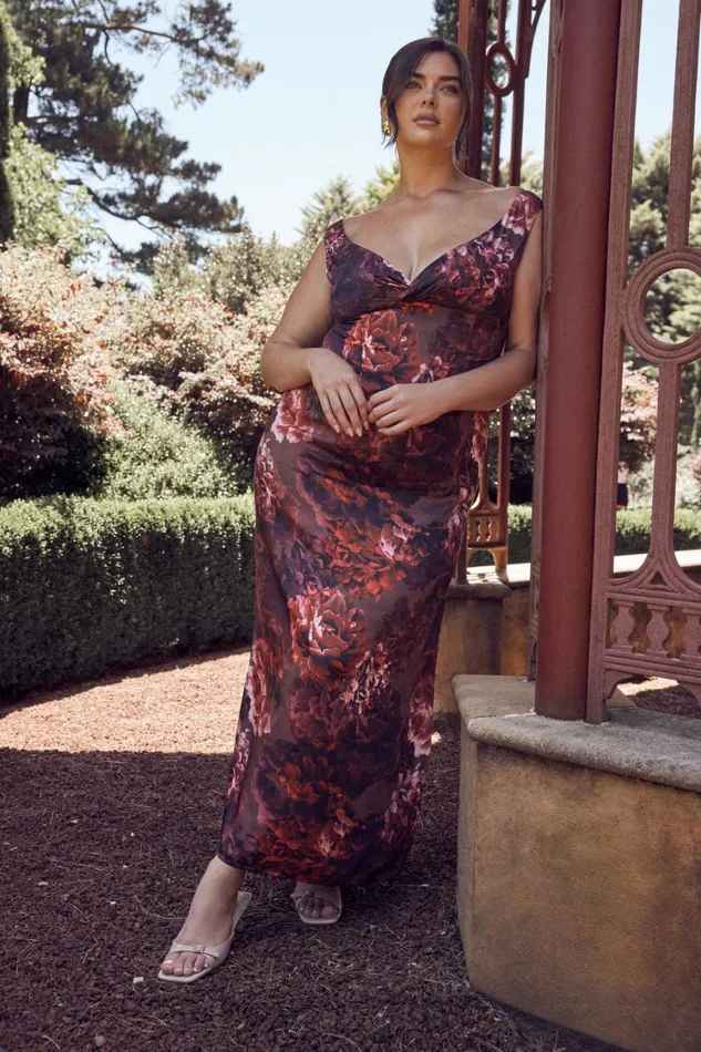 Women Meshki Dresses Giavanni Off Shoulder Maxi Dress 8211 Peony Print