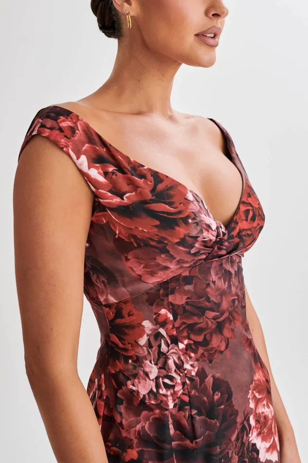 Women Meshki Dresses Giavanni Off Shoulder Maxi Dress 8211 Peony Print