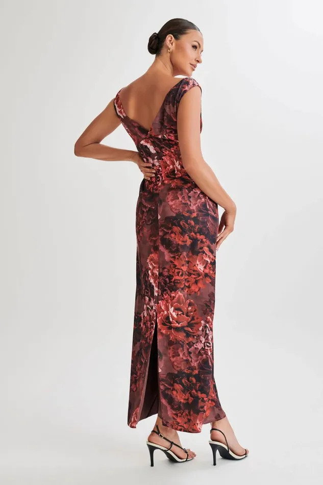 Women Meshki Dresses Giavanni Off Shoulder Maxi Dress 8211 Peony Print