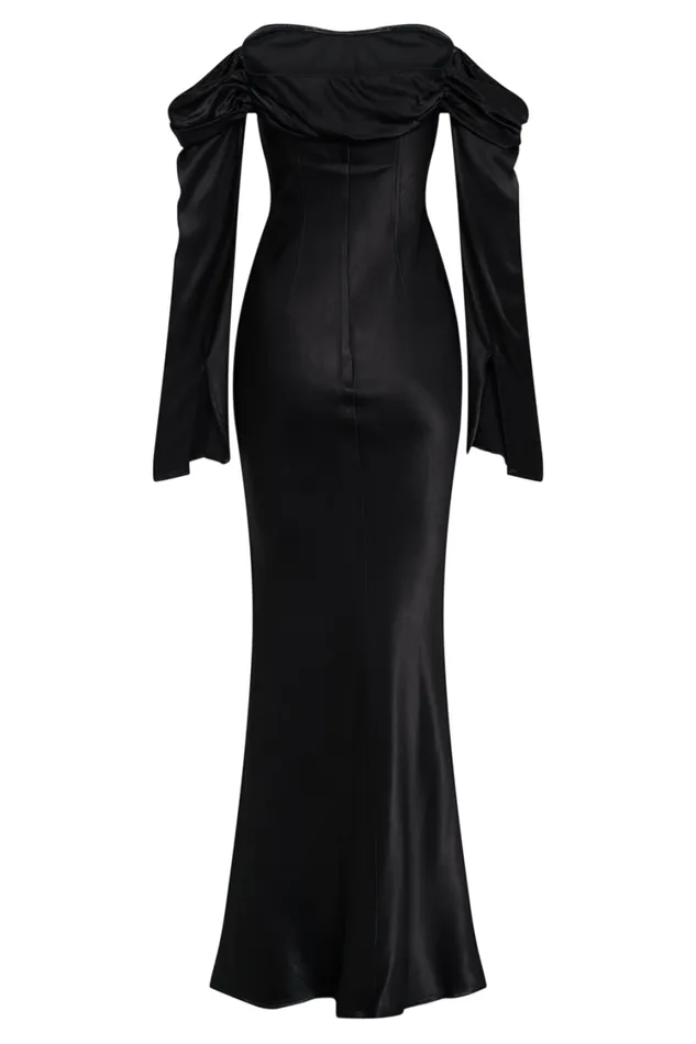 Women Meshki Dresses Giselle Off Shoulder Cowl Neck Maxi Dress 8211 Black