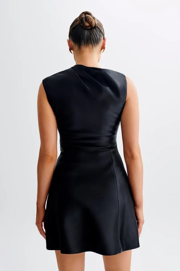 Women Meshki Dresses Granger Satin Structured Mini Dress 8211 Black