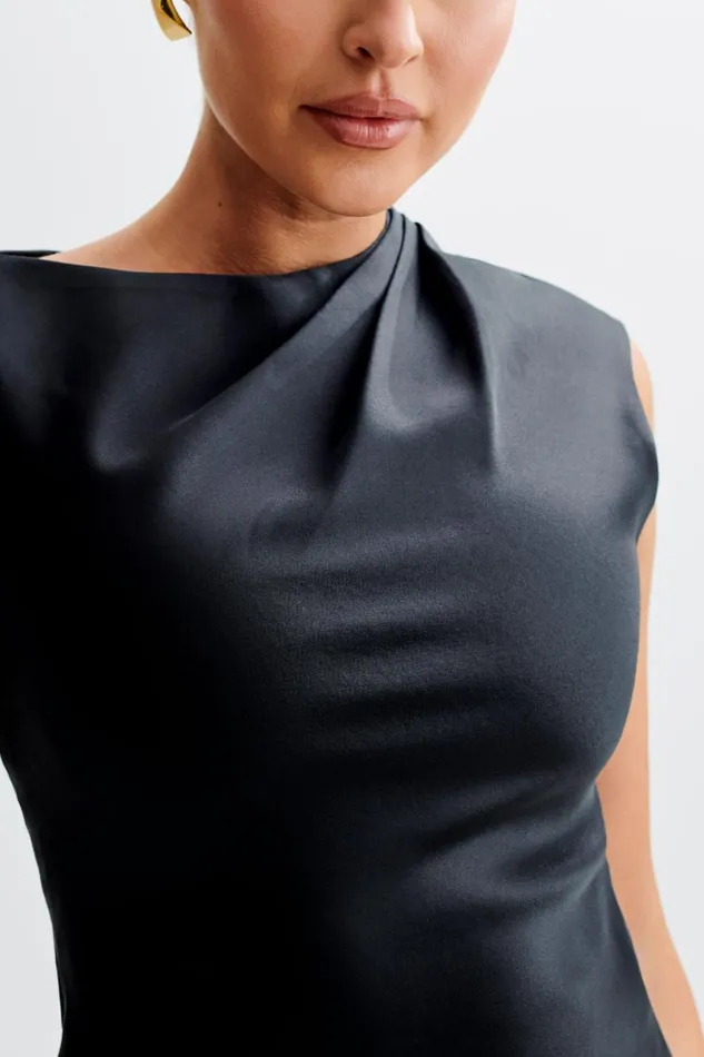 Women Meshki Dresses Granger Satin Structured Mini Dress 8211 Black