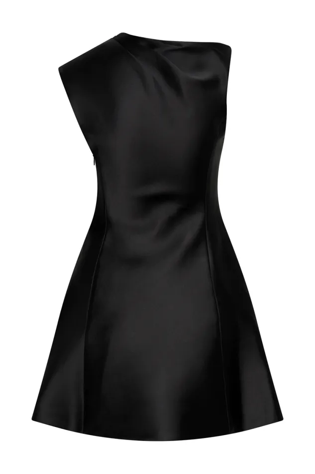 Women Meshki Dresses Granger Satin Structured Mini Dress 8211 Black