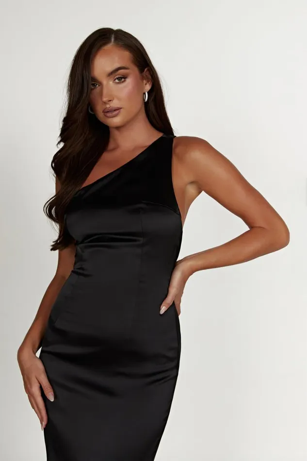 Women Meshki Dresses Harper One Shoulder Gown 8211 Black