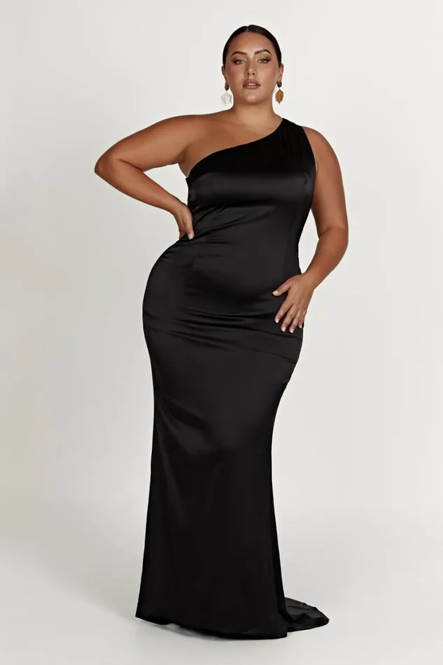 Women Meshki Dresses Harper One Shoulder Gown 8211 Black